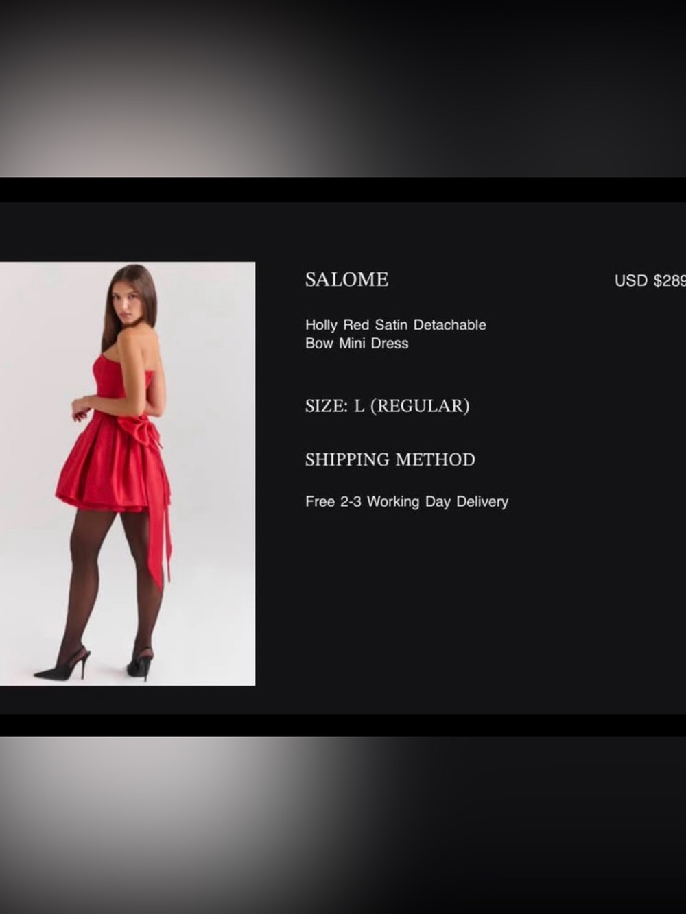 House of CB Red Satin Mini Dress with Detachable Bow